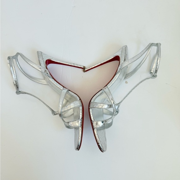 Christian Louboutin Metallic Silver Leather croc Tangueva 100 mm sandals EU 40 - Picture 8 of 14